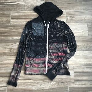 Size L Miss Me American Flag Black Hoodie Shirt